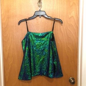 Sequined top with spaghetti straps